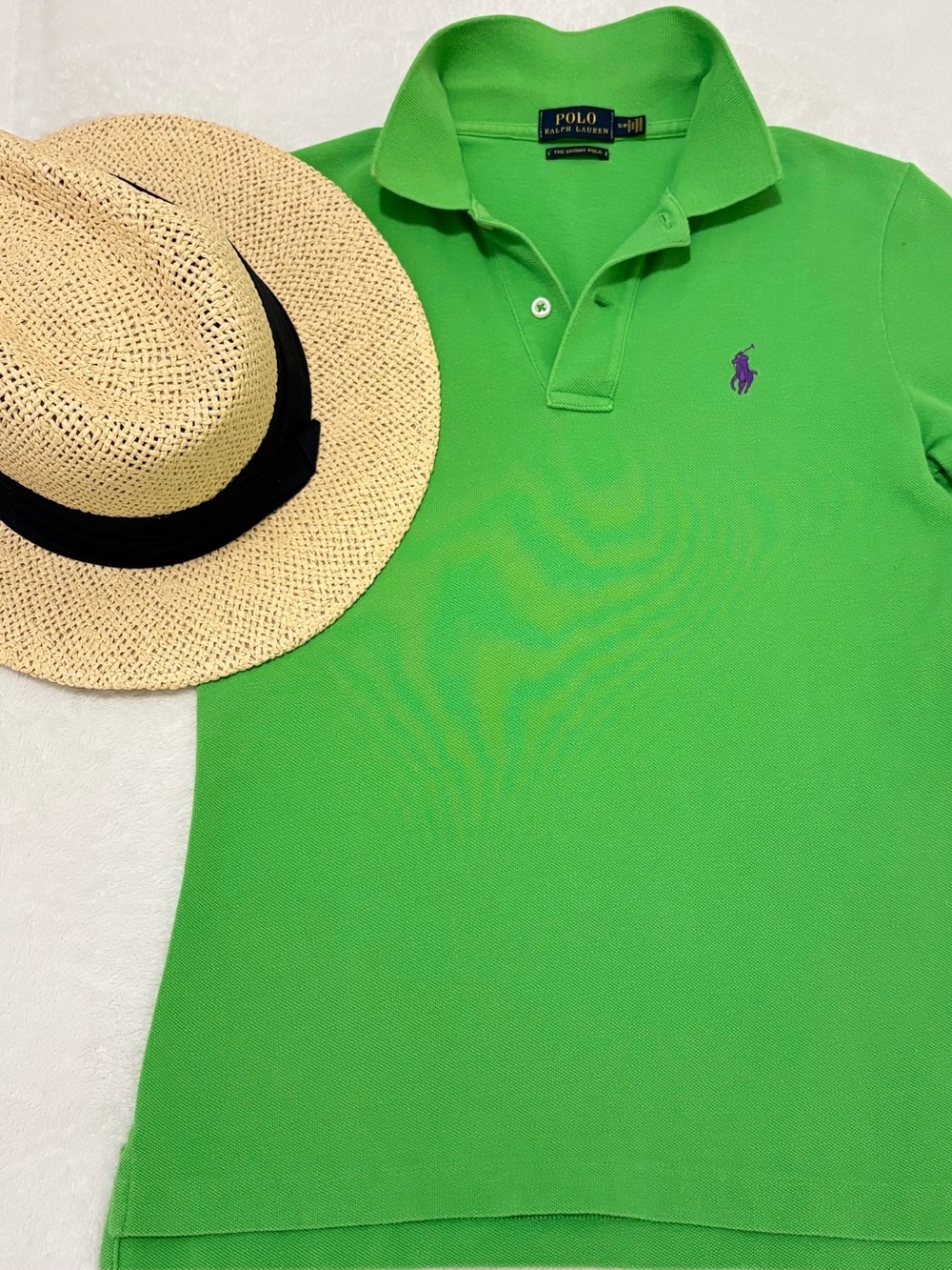 Polo Ralph Lauren Green Mesh Polo Shirt Purple Pony Short Sleeve / Women’s S